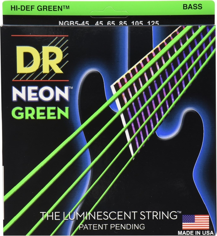 DR Strings NGB5-45 HiDef Neon Green Saiten, 45-125